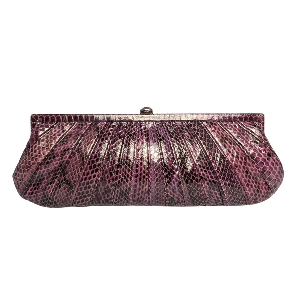 100% Genuine Snake Skin Kotur Purple Clutch Evening Bag with Dust Bag